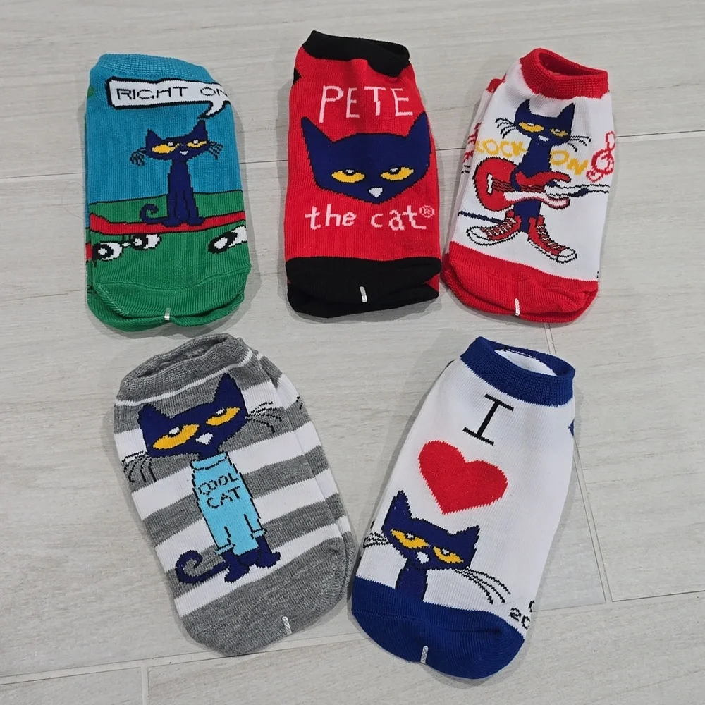Pete the Cat Kid's No-Show Socks - Multi Color Set Little Boy NWOT